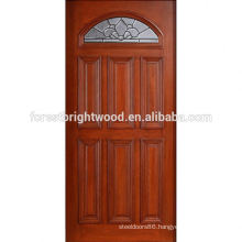 Mahogany Type Prefinished Fanlite Solid Wood Door with Glass